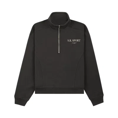 Pre-owned Sporty And Rich Sporty & Rich S.r. Sport Quarter Zip 'faded Black' | Women's Size Xl