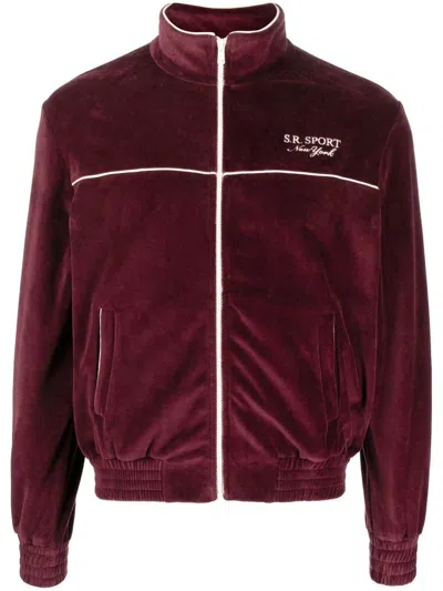 Sporty And Rich Sr Sport Velour Track Jacket In Red