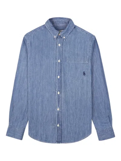 Sporty And Rich Src Buttoned Chest-pocket Shirt In Blue