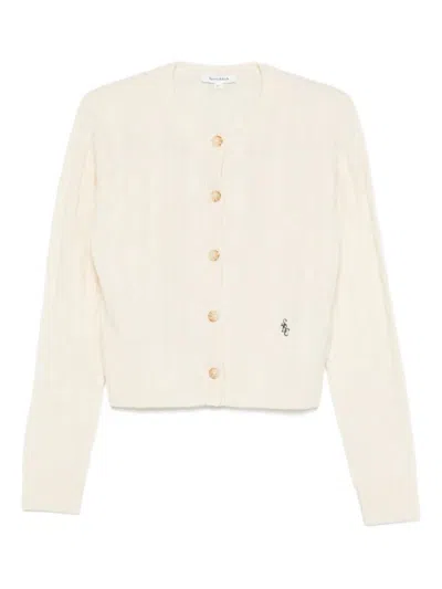 Sporty And Rich Sporty & Rich "src" Cableknit Cashmere Cardigan