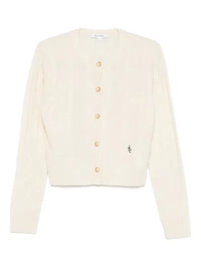 Sporty And Rich Cable-knit Buttoned Cardigan In White
