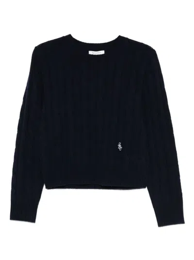 SPORTY AND RICH SPORTY & RICH "SRC" CABLEKNIT CASHMERE SWEATER