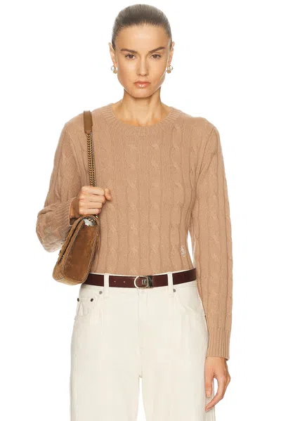 Sporty And Rich Src Cableknit Cashmere Sweater In Brown