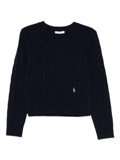 Sporty And Rich Sporty & Rich "src" Cableknit Cashmere Sweater Clothing In Blue