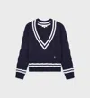 SPORTY AND RICH SRC CABLEKNIT V NECK SWEATER
