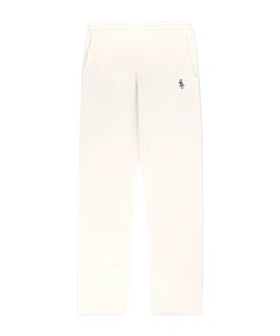 Sporty And Rich Embroidered Cashmere And Wool-blend Track Pants In Neutral