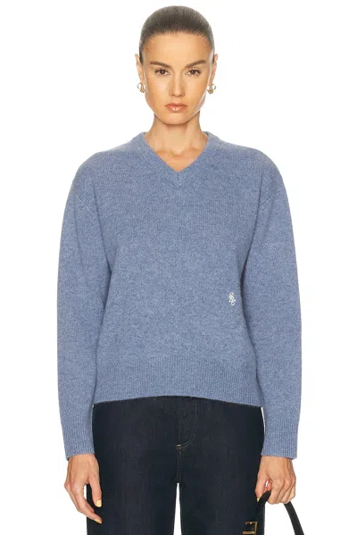 Sporty And Rich Src Cashmere V-neck Sweater In Blue