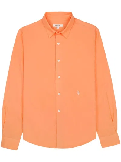 Sporty And Rich Src Logo-embroidered Cotton Shirt In Orange