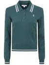 Sporty And Rich Knit Long Sleeve Polo Contrast Collar In Animal Print