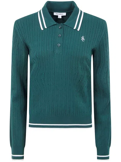 Sporty And Rich "src" Mini Cable Ls Polo In Green