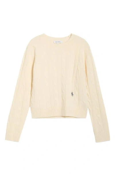 Sporty And Rich Sporty & Rich Src Monogram Cashmere & Wool Cable Knit Sweater In Neutral