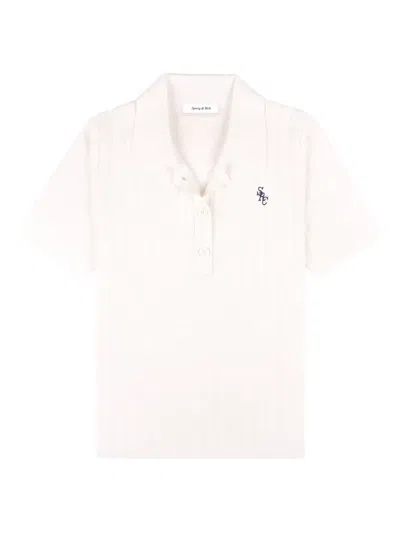 Sporty And Rich Src Ribbed Logo Polo Top In White