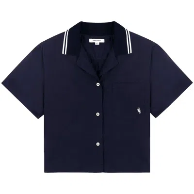 Pre-owned Sporty And Rich Sporty & Rich Src Sailor Shirt 'dark Navy' | Blue | Women's Size S