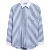 Sporty And Rich Sporty & Rich Src Stripe Oversize Cotton Poplin Button-up Shirt In Blue