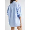 Sporty And Rich Sporty & Rich Src Stripe Oversize Cotton Poplin Button-up Shirt In Blue