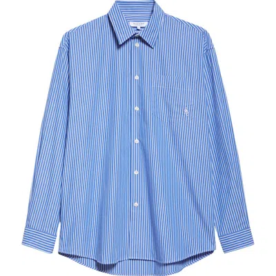 SPORTY AND RICH SPORTY & RICH SRC STRIPE OVERSIZE COTTON POPLIN BUTTON-UP SHIRT
