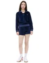 Sporty And Rich Src Velvet Longsleeve Polo In Navy Blue