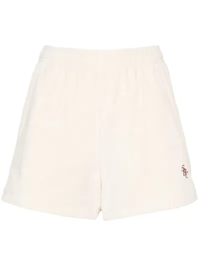Sporty And Rich Src Velour Mini Shorts In Neutrals