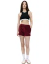 Sporty And Rich Src Velour Mini Shorts In Burgundy