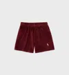 Sporty And Rich Src Velour Mini Shorts In Merlot