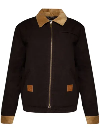 Sporty And Rich Srhwc Canvas Zipped Jacket In Brown
