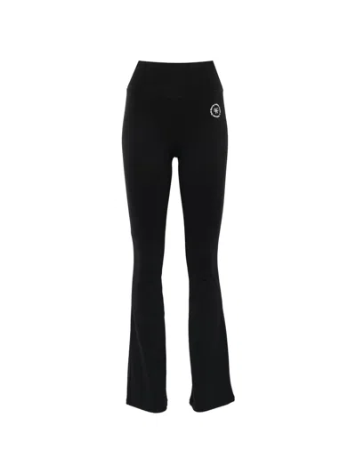 Sporty And Rich Srhwc Logo Flared-hem Leggings In Black