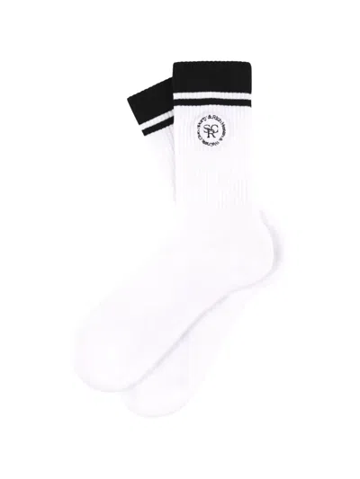 Sporty And Rich Srhwc Logo Stripe Socks In White