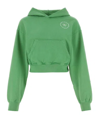 Sporty And Rich Srhwc-print Cropped Hoodie In Green