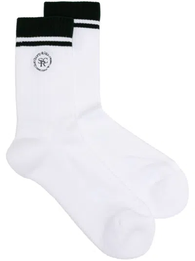 Sporty And Rich Sporty & Rich Logo Embroidered Crew Socks In White