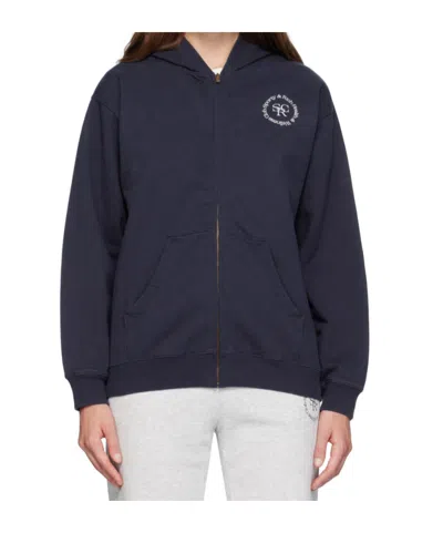 Sporty And Rich Srhwc Zip Hoodie In Navy