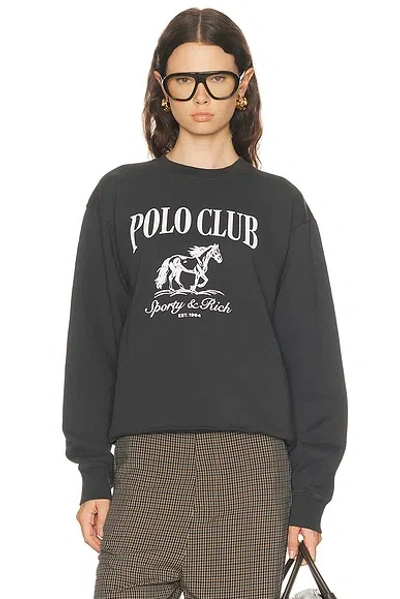 Sporty And Rich Stallion Crewneck Sweatshirt In Black