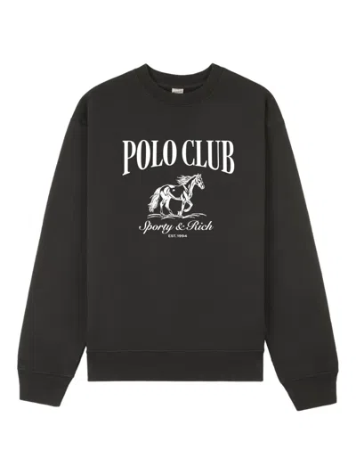 Sporty And Rich Stallion Graphic-print Sweatshirt In Black