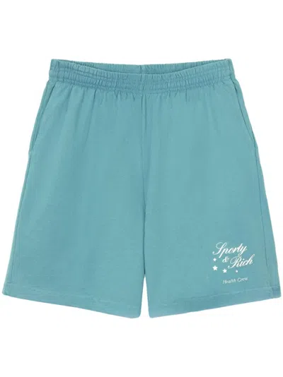 Sporty And Rich Stars Health Logo-print Shorts In Blue