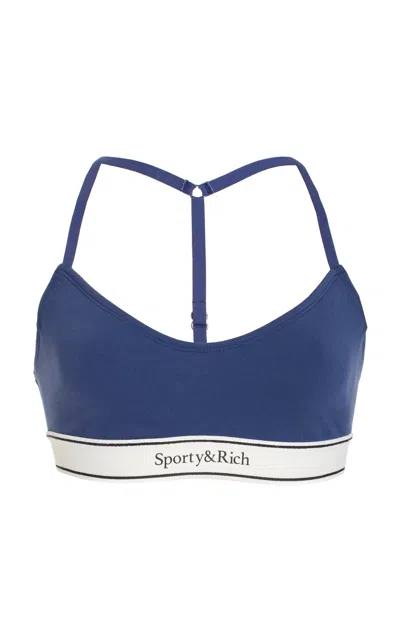 Sporty And Rich Stretch-nylon Sports Bra Top In Navy