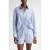 Sporty And Rich Sporty & Rich Stripe Cotton Button-up Shirt In White/navy Stripe