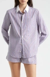 SPORTY AND RICH SPORTY & RICH STRIPE COTTON BUTTON-UP SHIRT