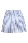 Sporty And Rich Sporty & Rich Stripe Cotton Poplin Shorts In Navy/ White Large Stripe
