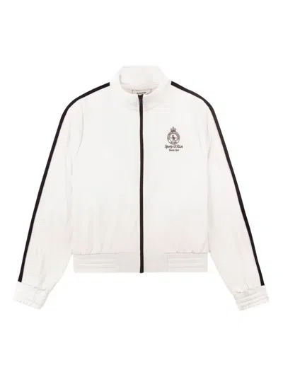 Sporty And Rich Stripe-detail Zip-up Sweatshirt In White
