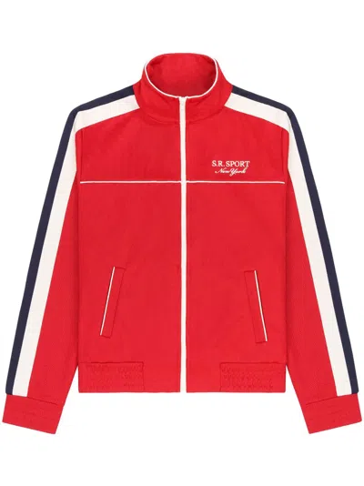 Sporty And Rich Stripe-detail Zip-up Track Jacket In Red