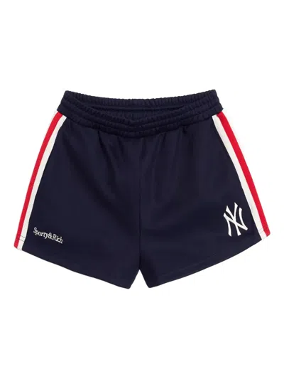 Sporty And Rich Stripe Logo Shorts In Blue