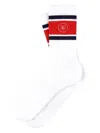 Sporty And Rich Stripe Logo Socks In White
