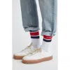 Sporty And Rich Sporty & Rich Stripe Serif Logo Crew Socks In White