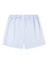 Sporty And Rich Striped Button Shorts In Blue