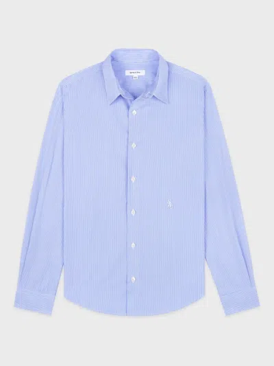 Sporty And Rich Striped Button-up Shirt In Blue