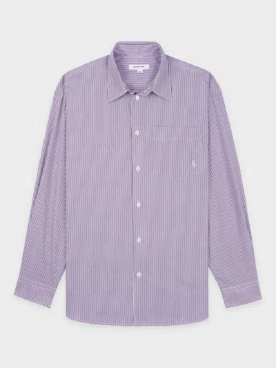Sporty And Rich Striped Button-up Shirt In Purple