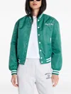 Sporty And Rich Striped Buttoned Varsity Jacket In Green