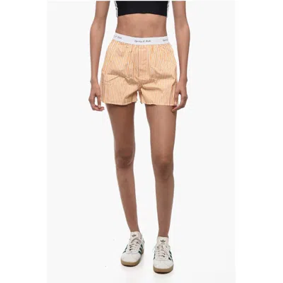 Sporty And Rich Striped Cassie Shorts With Logoed Elastic Women's Band