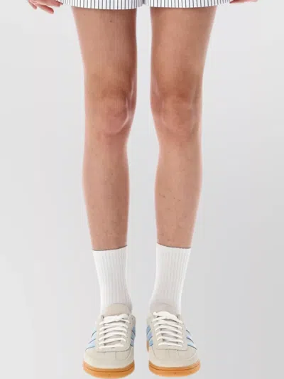 Sporty And Rich Striped Cotton Popin Shorts In White