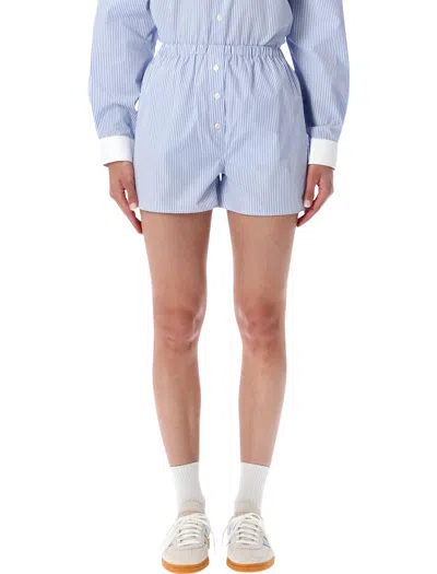 Sporty And Rich Sporty & Rich Striped Cotton Poplin Shorts In Blu