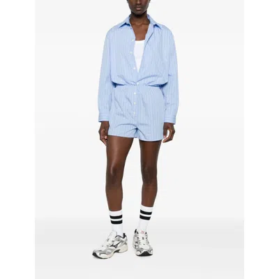 Sporty And Rich Striped Cotton Shirt In Blue